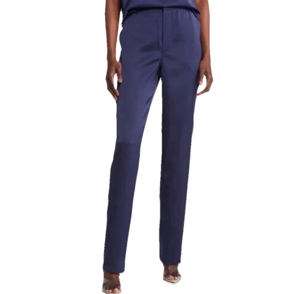 Good American Satin Blue Rinse Pants Women’s Navy Blue Size 14/ 32